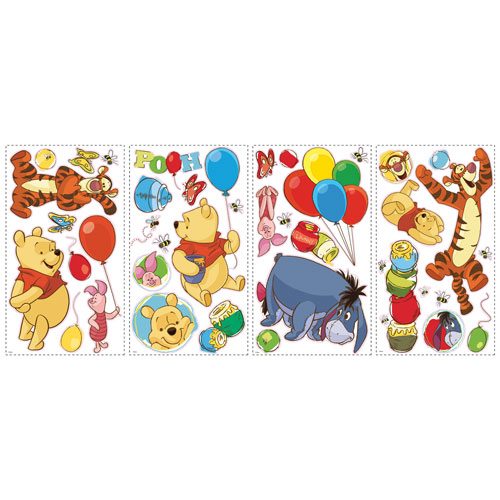 RoomMates Pooh & Friends Peel and Stick Wall Decals - Yellow/Red/Blue