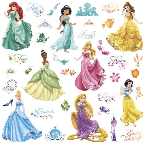 Décalcomanies Disney Princess Royal Debut à peler et à coller de RoomMates - Rose - Bleu - Vert