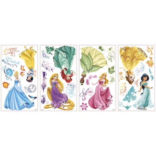 Décalcomanies Disney Princess Royal Debut à peler et à coller de RoomMates - Rose - Bleu - Vert
