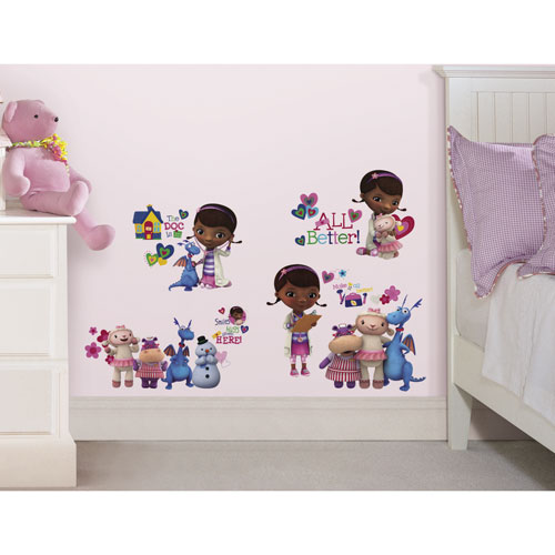 Décalcomanies Doc McStuffins à peler et à coller de RoomMates - Violet - Rose - Bleu