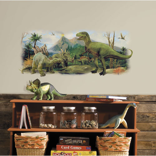 RoomMates Dinosaurs Giant Peel and Stick Wall Graphic - Green
