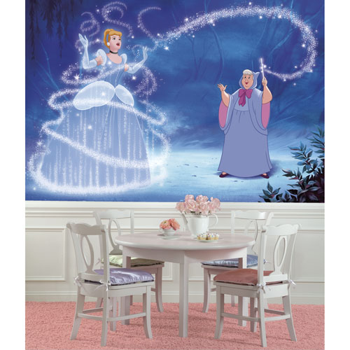 Murale préencollée géante de RoomMates illustrant la princesse Cendrillon de Disney - Bleu