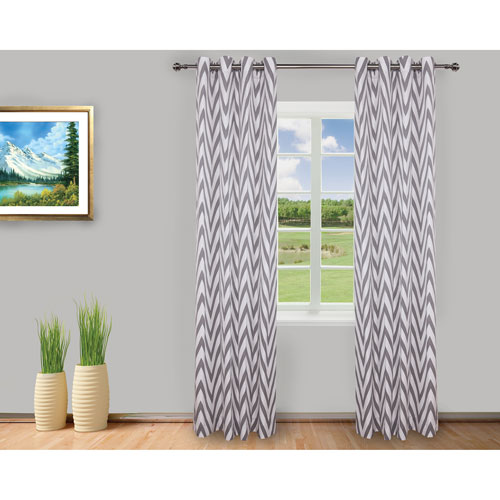 Rideau Chevron de Gouchee Design - Ensemble de 2 - Gris - Blanc ... Rideau Chevron de Gouchee Design - Ensemble de 2 - Gris - Blanc ...