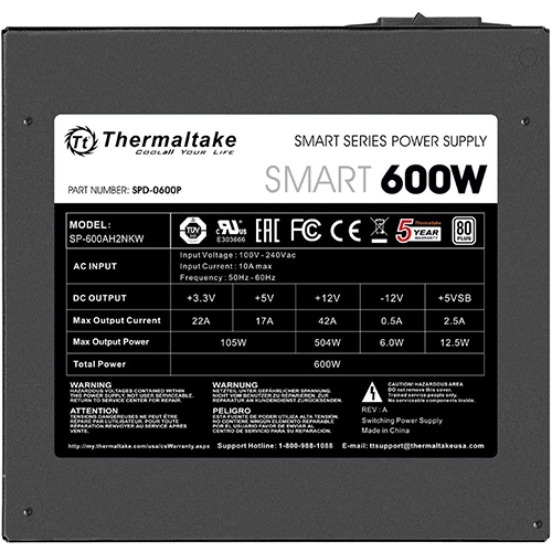 Thermaltake Smart SP-600AH2NKW ATX12V & EPS12V Power Supply