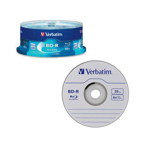 Verbatim BD-R 25GB 6X with Branded Surface - 25pk Spindle Box