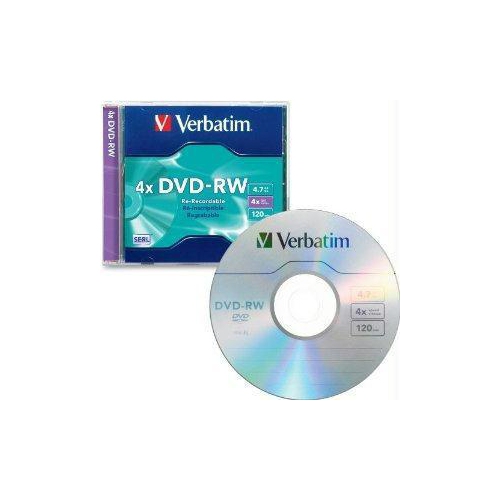 Verbatim DVD-RW 4.7GB 4X with Branded Surface - 1pk Slim Case