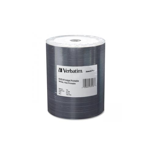 Verbatim DVD-R 4.7GB 16X DataLifePlus White Inkjet Printable, Hub Printable - 100pk Tape Wrap