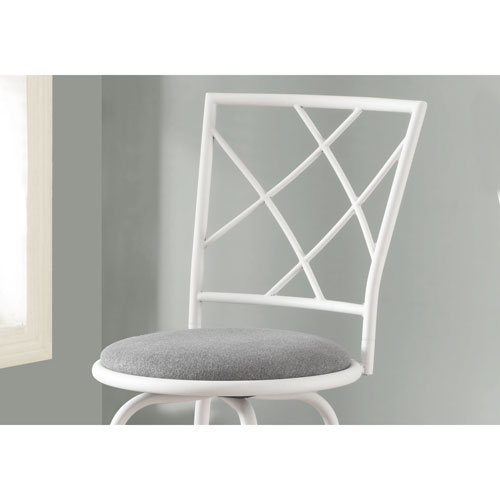 Tabouret de bar contemporain en tissu - Ensemble de 2 - Blanc/gris