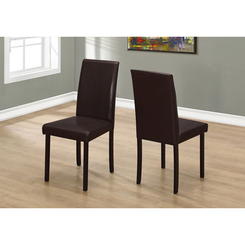 Contemporary Faux Leather Dining Chair, Dark Brown Faux Leather Dining Room Chairs
