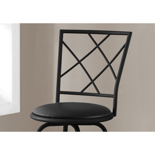 Contemporary Faux Leather Barstool - Set of 2 - Black