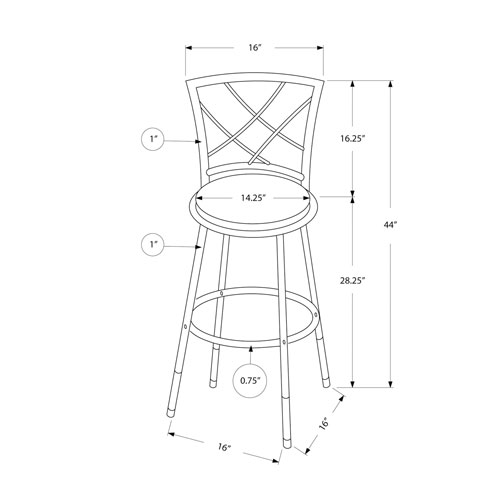 Contemporary Faux Leather Barstool - Set of 2 - Black