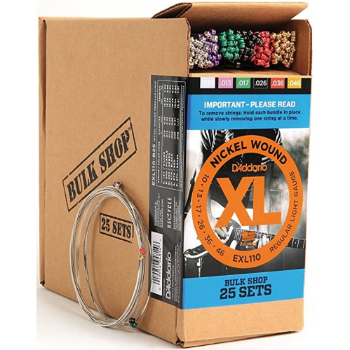 D'ADDARIO  Exl110-B25 Nickel Wound Electric Guitar Strings Bulk 25 Pack - Regular Light 10-46