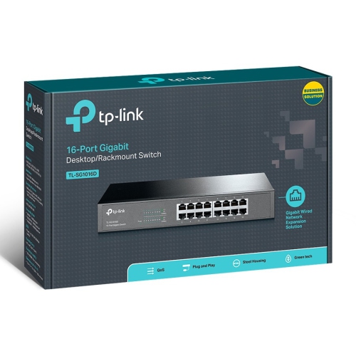 TP-LINK TL-SG1016D 10/100/1000Mbps 16-Port Gigabit 13-inch Rackmountable Switch, 32Gbps Capacity