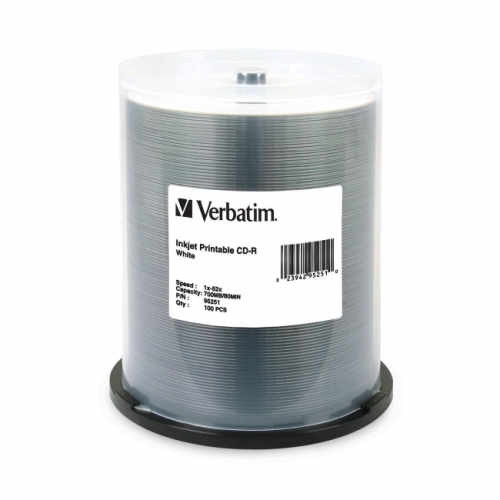 Verbatim CD-R 700MB 52X Inkjet Printable - White -