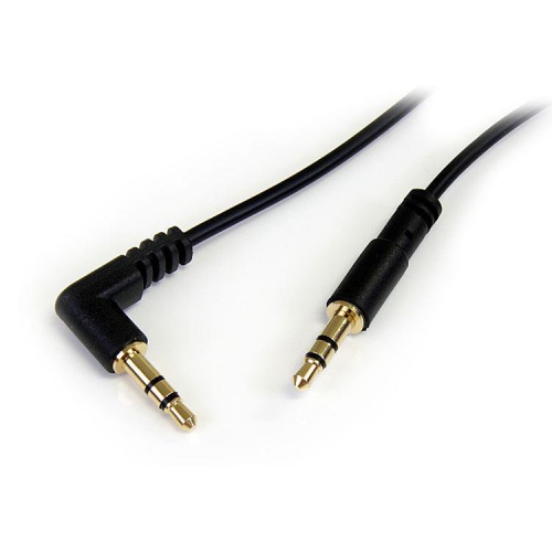 StarTech 1 ft Slim 3.5mm to Right Angle Stereo Audio Cable - M/M