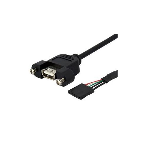 StarTech 1 ft Panel Mount USB Cable - USB A to Motherboard Header Cable