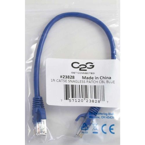 C2G 10ft Cat5e Snagless Unshielded Ethernet Network Patch Cable - Blue