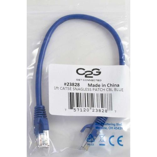 C2g 50ft Cat5e Snagless Unshielded Ethernet Network Patch Cable - Blue