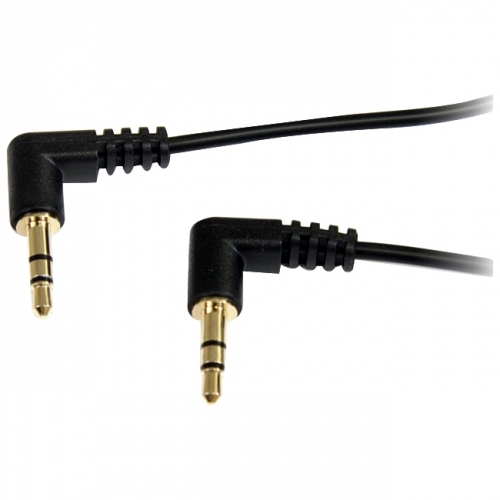 StarTech 3 ft Slim 3.5mm Right Angle Stereo Audio Cable - M/M