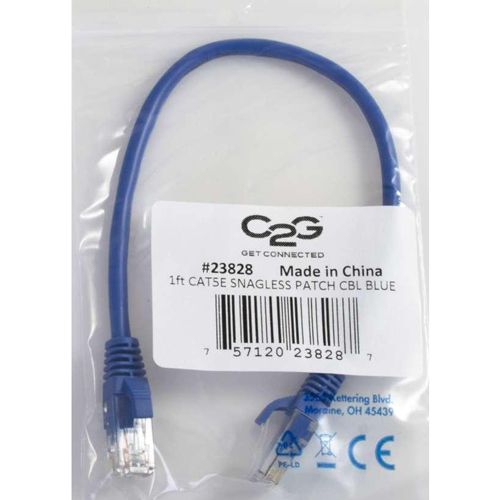 C2G 1ft Cat5e Snagless Unshielded Ethernet Network Patch Cable - Blue