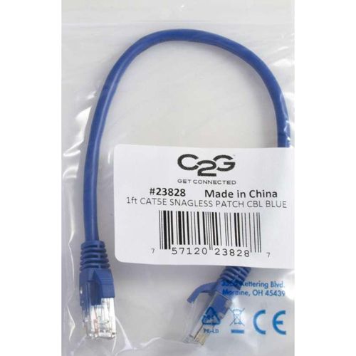 C2G 2ft Cat5e Snagless Unshielded Network Patch Ethernet Cable - Blue - 2