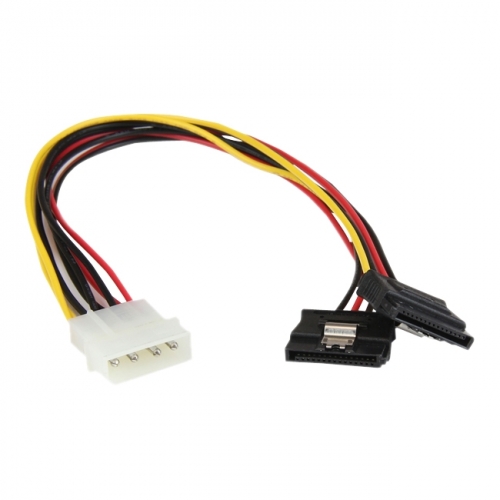 StarTech 12in 4 Pin Molex LP4 to 2x Latching SATA Power Y Cable Adapter