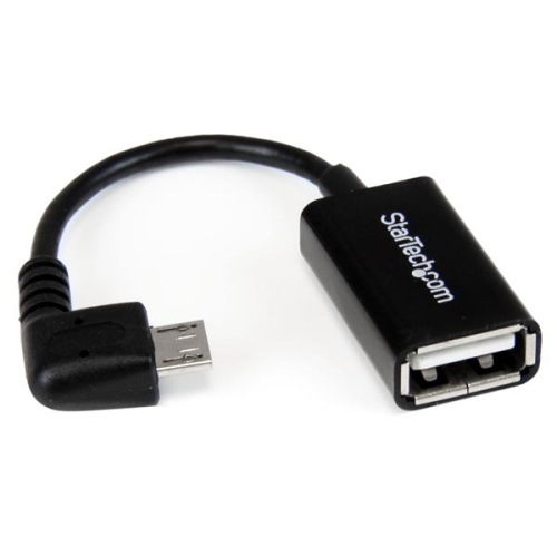StarTech 5in Right Angle Micro USB to USB OTG Host Adapter M/F