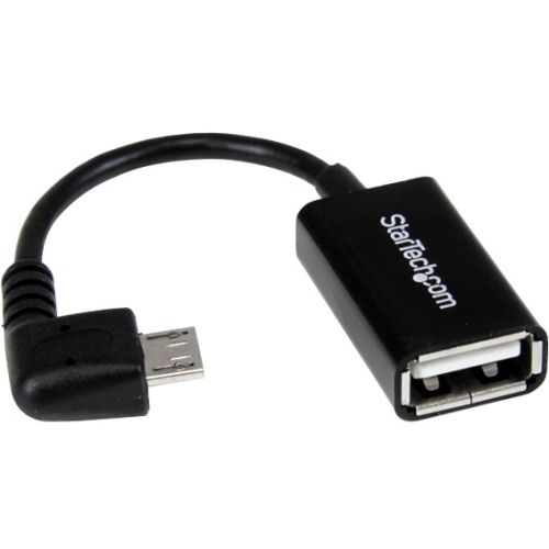 StarTech 5in Right Angle Micro USB to USB OTG Host Adapter M/F