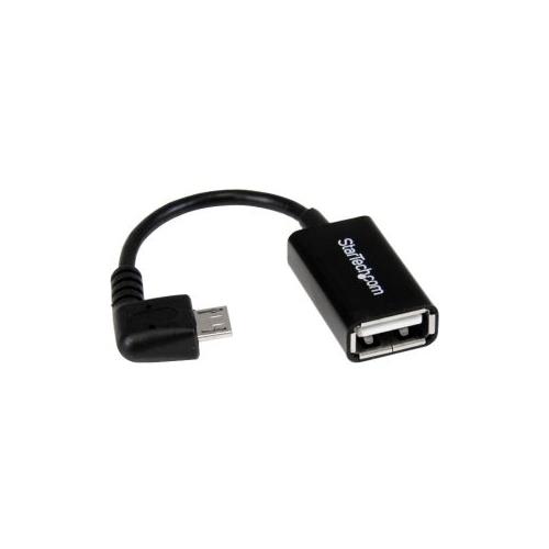 StarTech 5in Right Angle Micro USB to USB OTG Host Adapter M/F