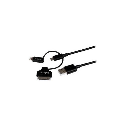 StarTech 1m Black Lightning or 30-pin Dock or Micro USB to USB Cable