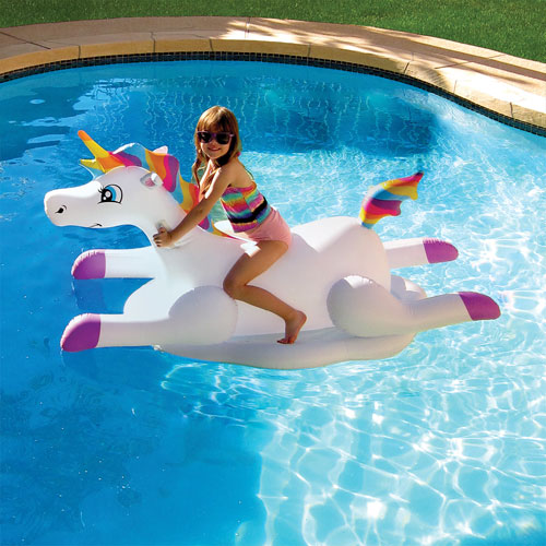 Blue Wave Unicorn Inflatable Pool Ride-On Float - White