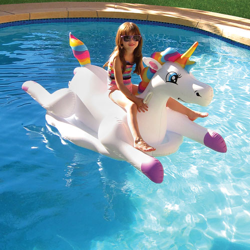 Blue Wave Unicorn Inflatable Pool Ride-On Float - White