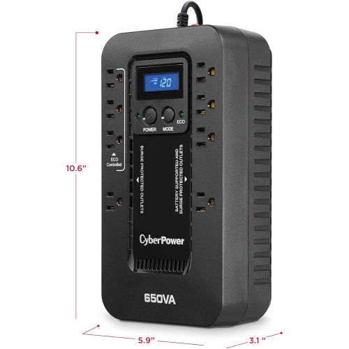 CyberPower – Système d'alimentation sans coupure écologique EC650G, 650 VA/390&nbsp;W, ACL écoénergétique