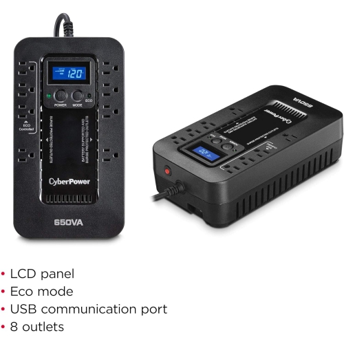 CyberPower – Système d'alimentation sans coupure écologique EC650G, 650 VA/390&nbsp;W, ACL écoénergétique