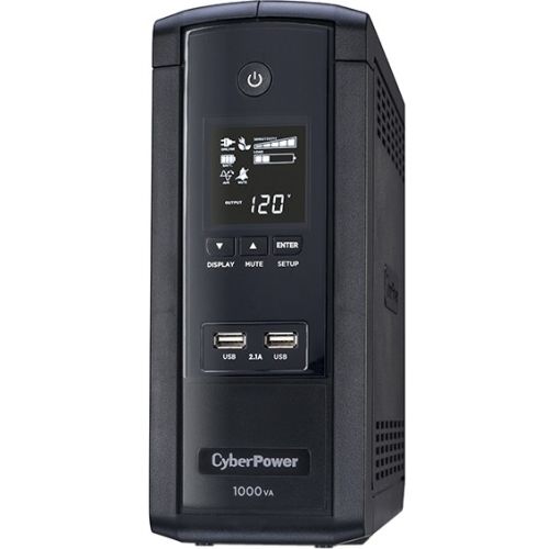 CyberPower 1000VA BRG1000AVRLCD UPS with 600W, AVR, LCD, and 2.1 USB Charging