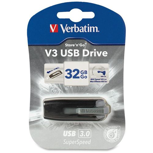 Verbatim 32GB Store 'n' Go V3 USB 3.0 Flash Drive - Gray