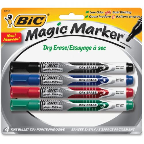 6x Colour Dry Wipe Erasable Med Point Whiteboard Marker Pens Magnetic Lid+Eraser 