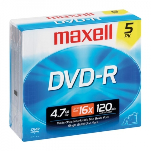 Maxell DVD Recordable Media - DVD-R - 16x - 4.70 GB - 5 Pack Jewel Case