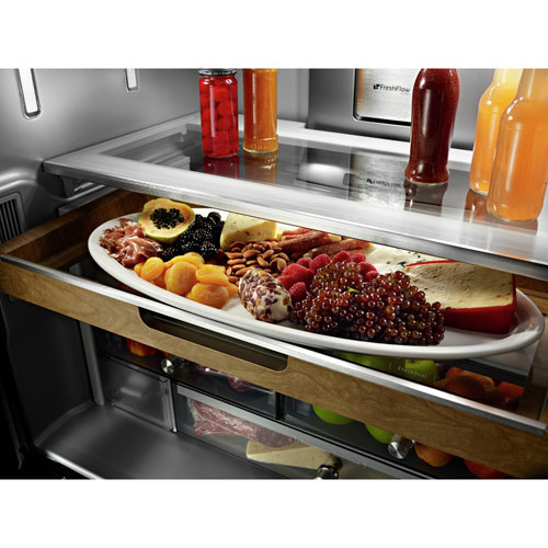 KitchenAid 36" 23.8 Cu. Ft. Counter-Depth French Door Refrigerator with Water & Ice Dispenser (KRFC704FPS) - Stainless Steel