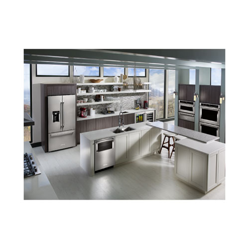 KitchenAid 36" 23.8 Cu. Ft. Counter-Depth French Door Refrigerator with Water & Ice Dispenser (KRFC704FPS) - Stainless Steel