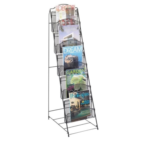 Safco Black Onyx Mesh Literature Floor Rack