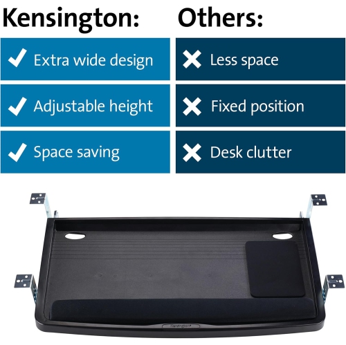 Kensington – Tiroir pour clavier sous le bureau avec système SmartFit - Noir -