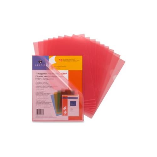 10 // Pack Letter 8.50/" X 11/" Red Sparco Transparent File Holder
