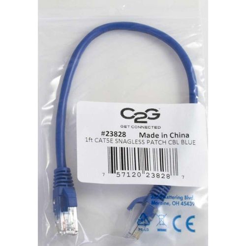 C2G Cat5e Snagless unshielded Ethernet Network Patch Cable, 25ft Blue