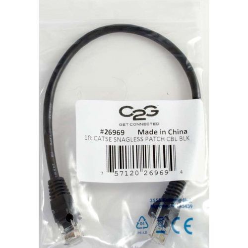 C2G 10ft Cat5e Snagless Unshielded Ethernet Network Patch Cable - Black