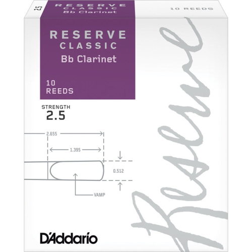 D'Addario Reserve Classic Bb Clarinet Reeds - #2-1/2, 10 Box