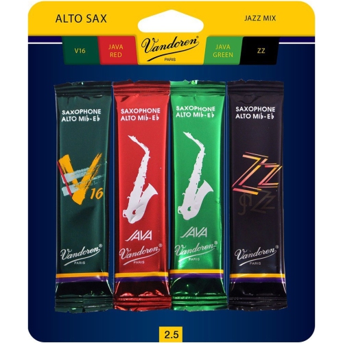Vandoren Alto Saxophone Jazz Mix Reed Pack - #2.5, 4 Pack