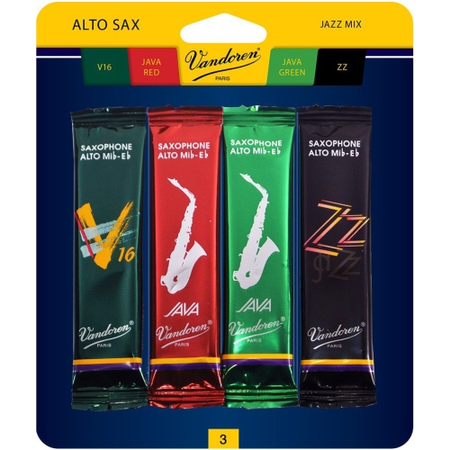 Vandoren Alto Saxophone Jazz Mix Reed Pack - #3, 4 Pack