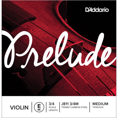 D'Addario Prelude Violin Single E String - 3/4 , Medium, Tinned Carbon Steel