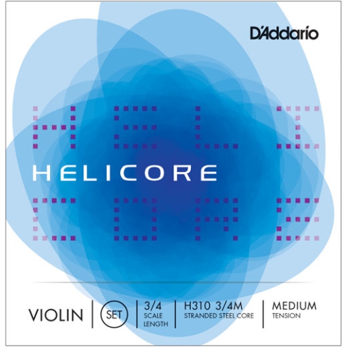 D'Addario Helicore Violin String Set, 3/4 Scale, Medium Tension